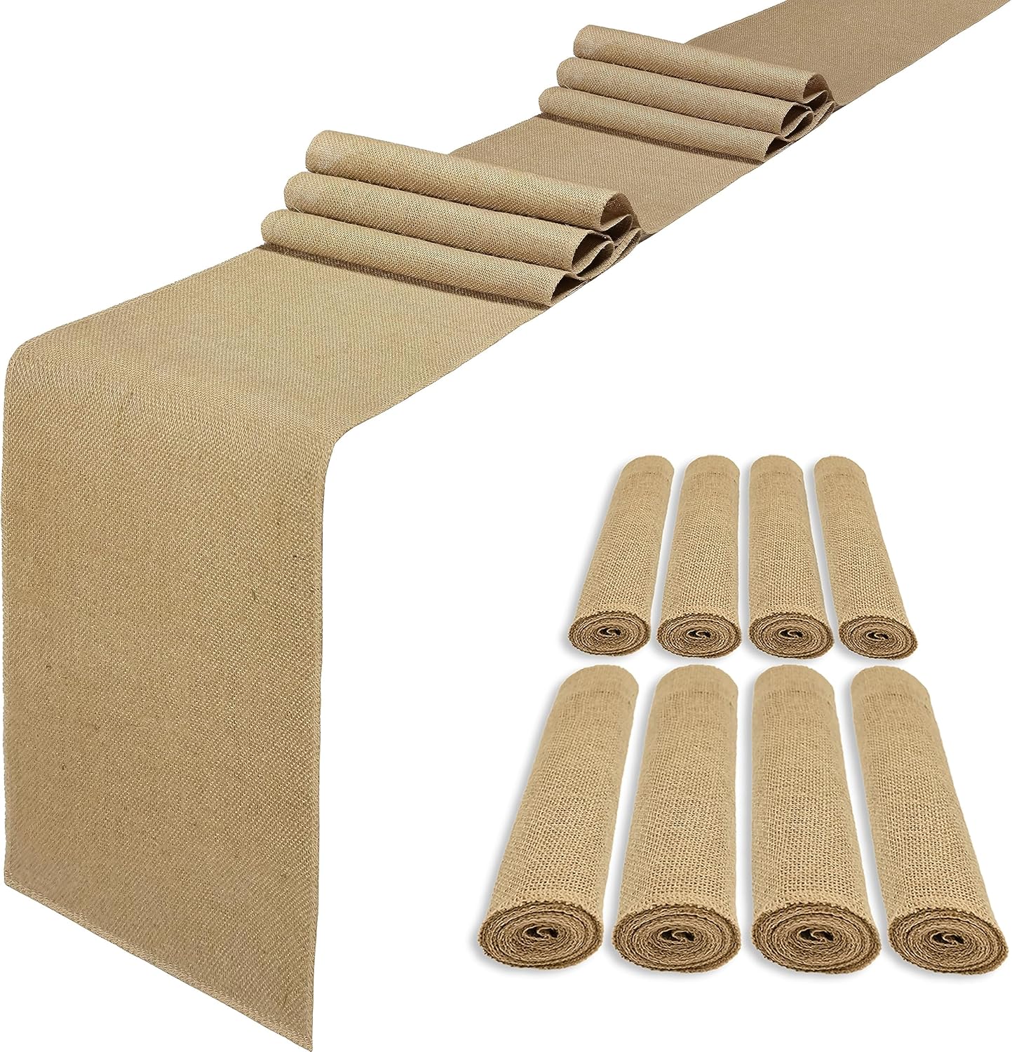 8 Pack 12x120 Inch Burlap Table Runners for Rustic Decor