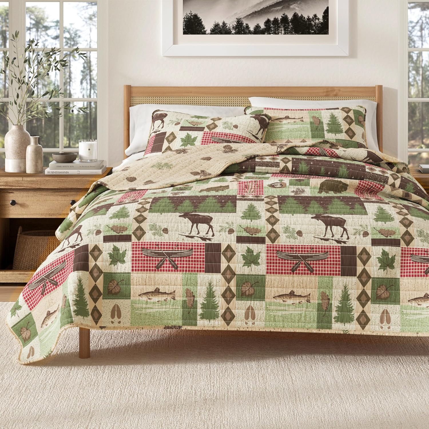 Great Bay Home 3-Piece Reversible Rustic Lodge Quilt Set