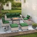 9-Piece Outdoor Patio Furniture Set with 55,000 BTU Fire Pit Table