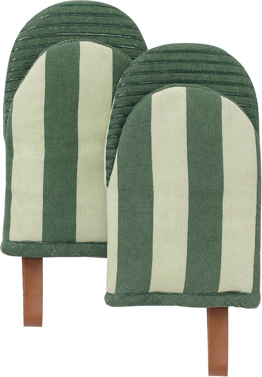 5.75 x 9 Heat Resistant Mini Oven Mitts Set - 100% Cotton Kitchen Gloves