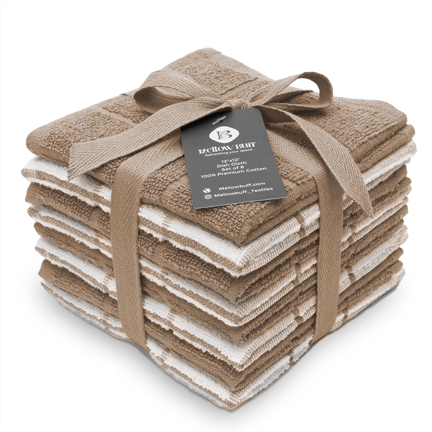Super Soft & Absorbent Cotton Dish Cloths, 8 Pack, Mellow Buff