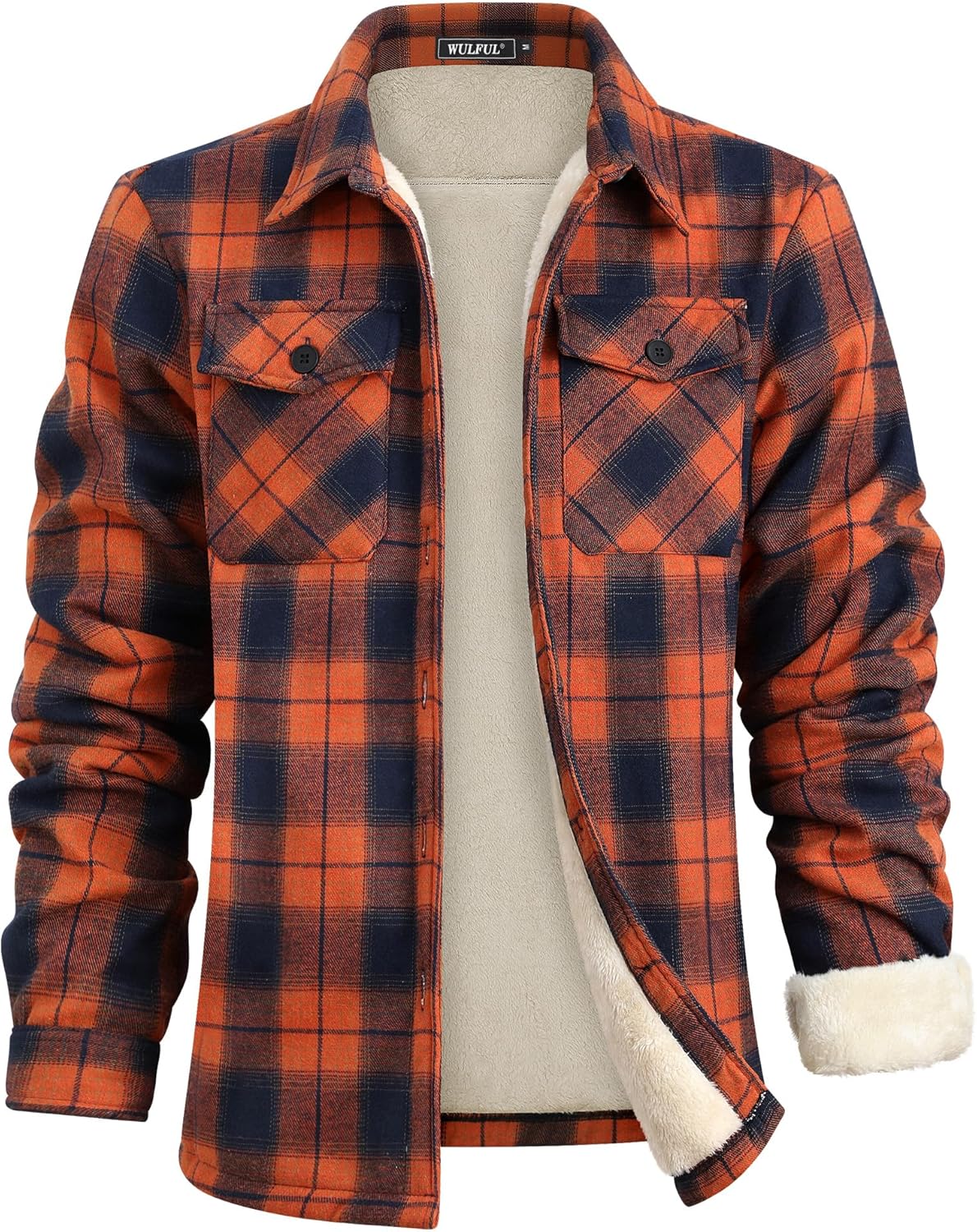 WULFUL Men's Flannel Fleece Jackets for Warm Winter Wear