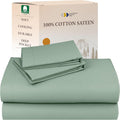 100% Cotton Sateen King Bed Sheets Set - Soft, Deep Pocket Comfort