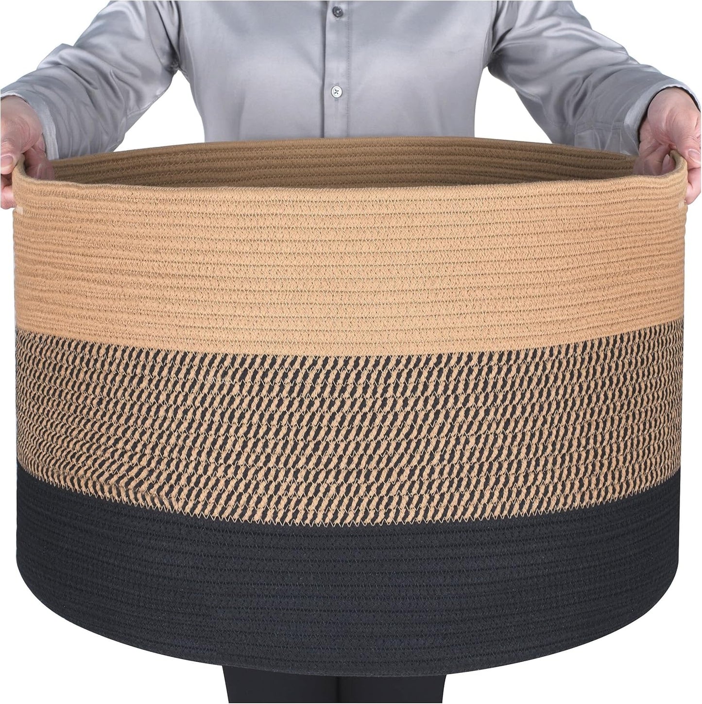 Extra Large Cotton Rope Storage Basket for Blankets and Toys