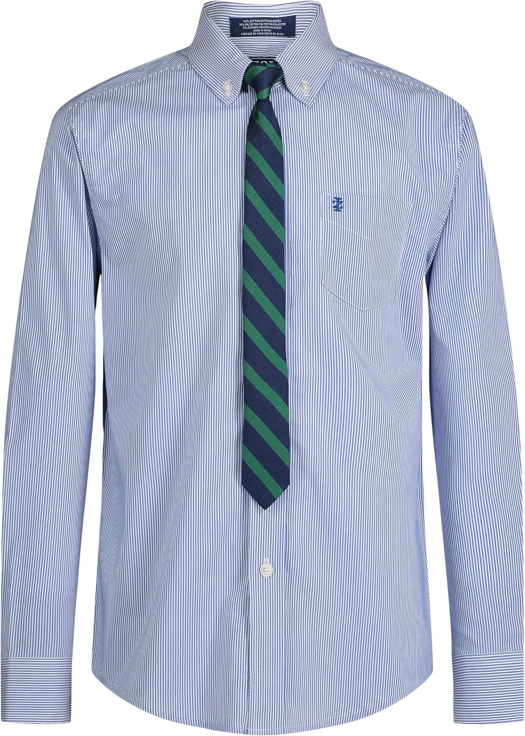 Izod Boys Long Sleeve Dress Shirt with Tie and Pocket