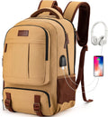 Tzowla Canvas Laptop Backpack Fits 17.3 in - Durable Travel Rucksack
