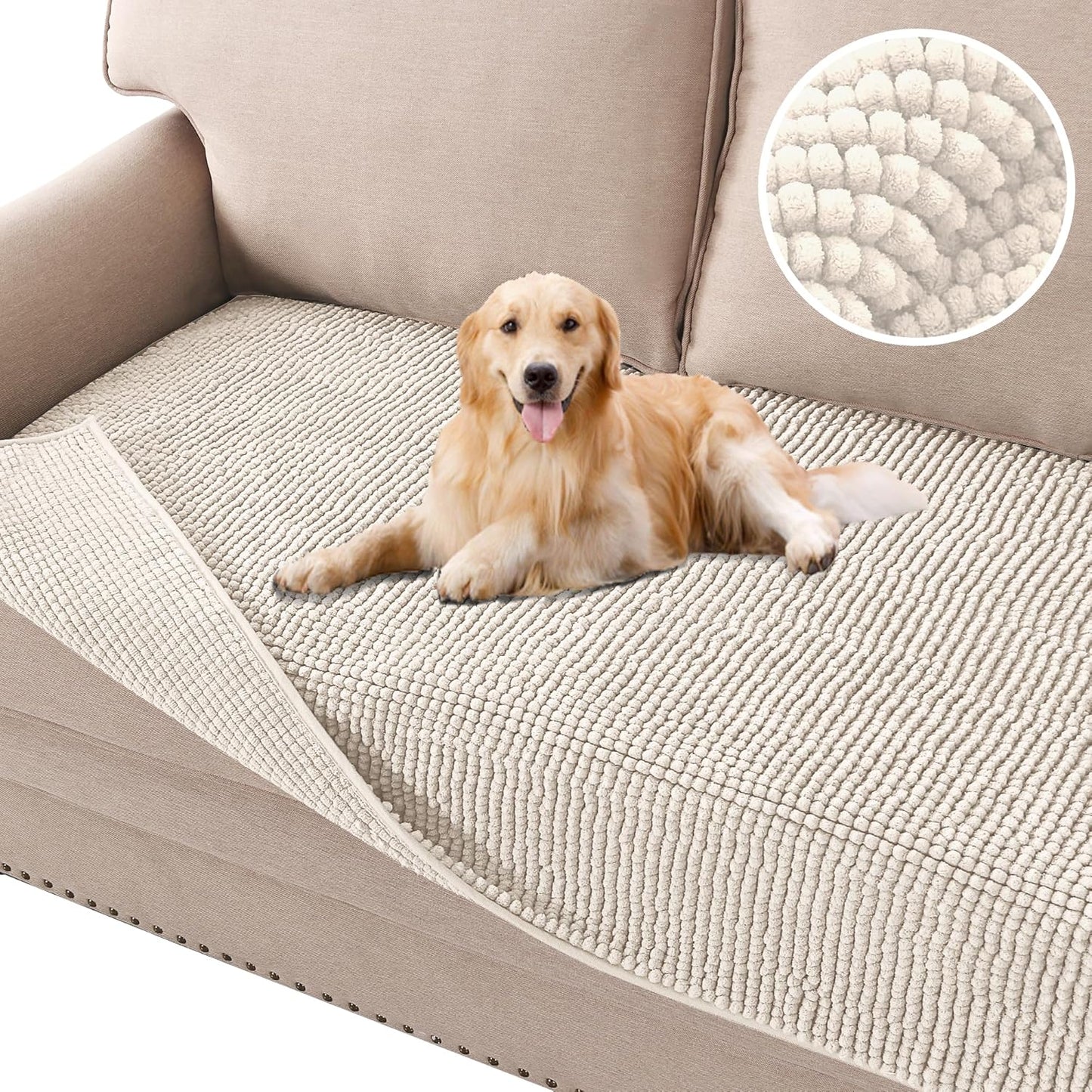 Plush Chenille Dog Bed Cover for 3 Cushion Couch - Soft & Durable