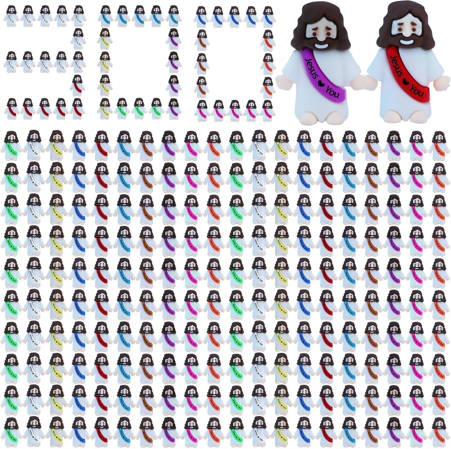 300 Pcs Mini Rubber Jesus Figures for Easter and Religious Events