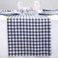 Solino Home Linen Gingham Table Runner 14 x 90 in - Navy Check
