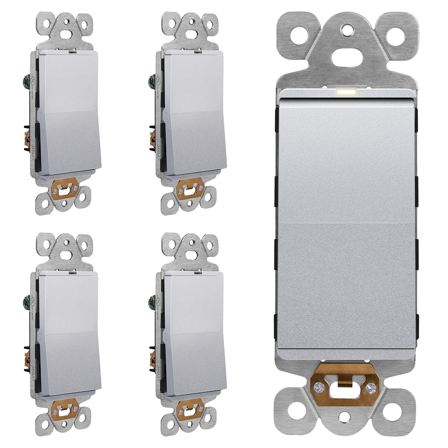 LIDER Minimalist Matte Finish Lighted Decorator Switch 5 Pack