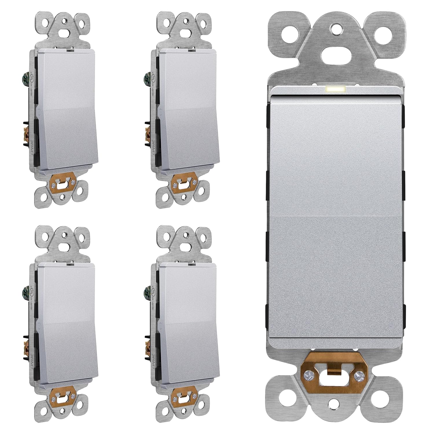 LIDER Minimalist Matte Finish Lighted Decorator Switch 5 Pack
