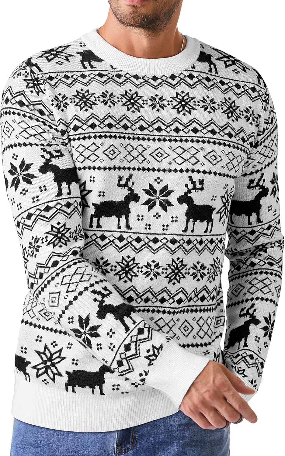 JMIERR Men's Crewneck Pullover Sweater for Casual Style