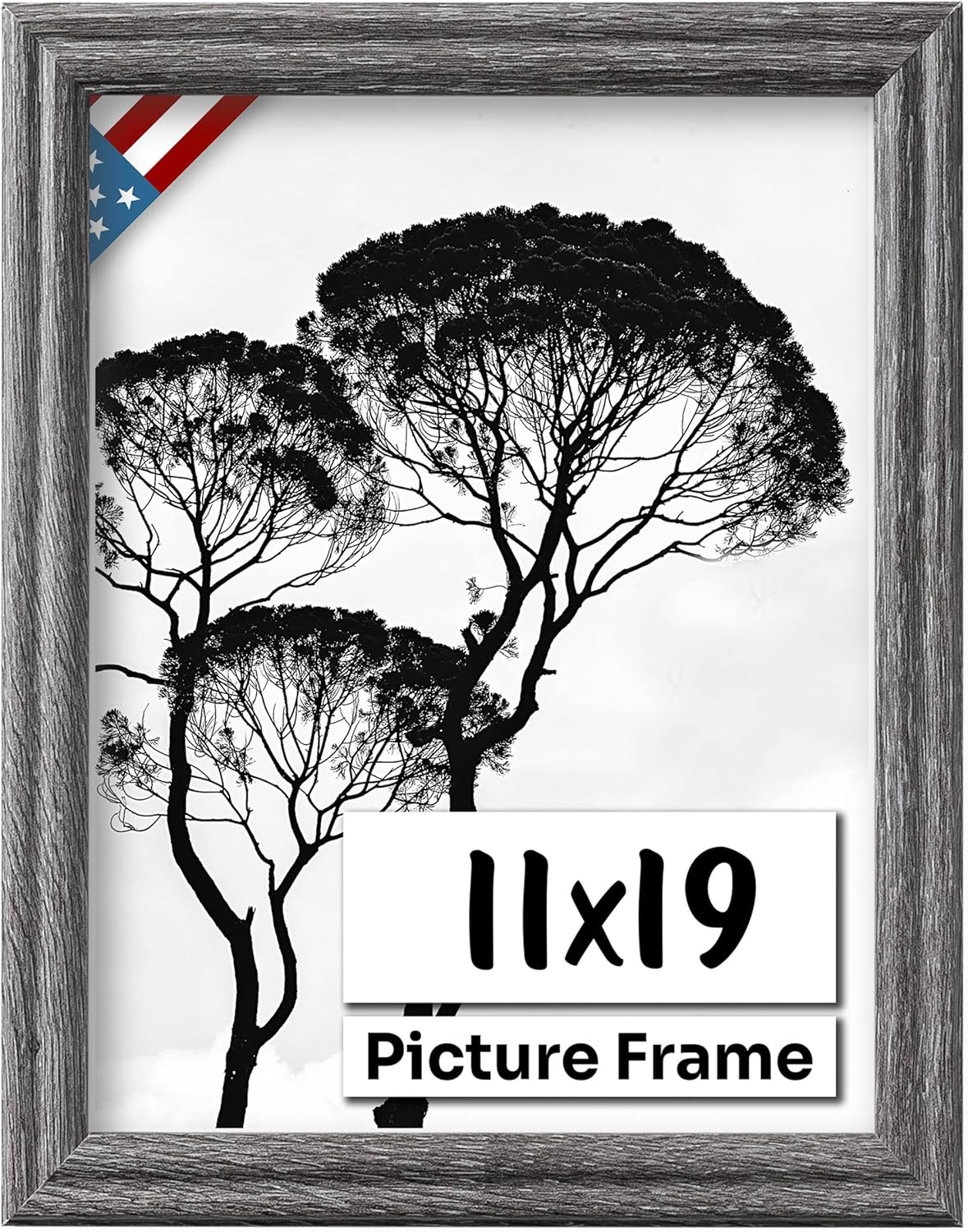 Barnwood Gray 11x19 Picture Frame - Handmade Solid Wood Frame