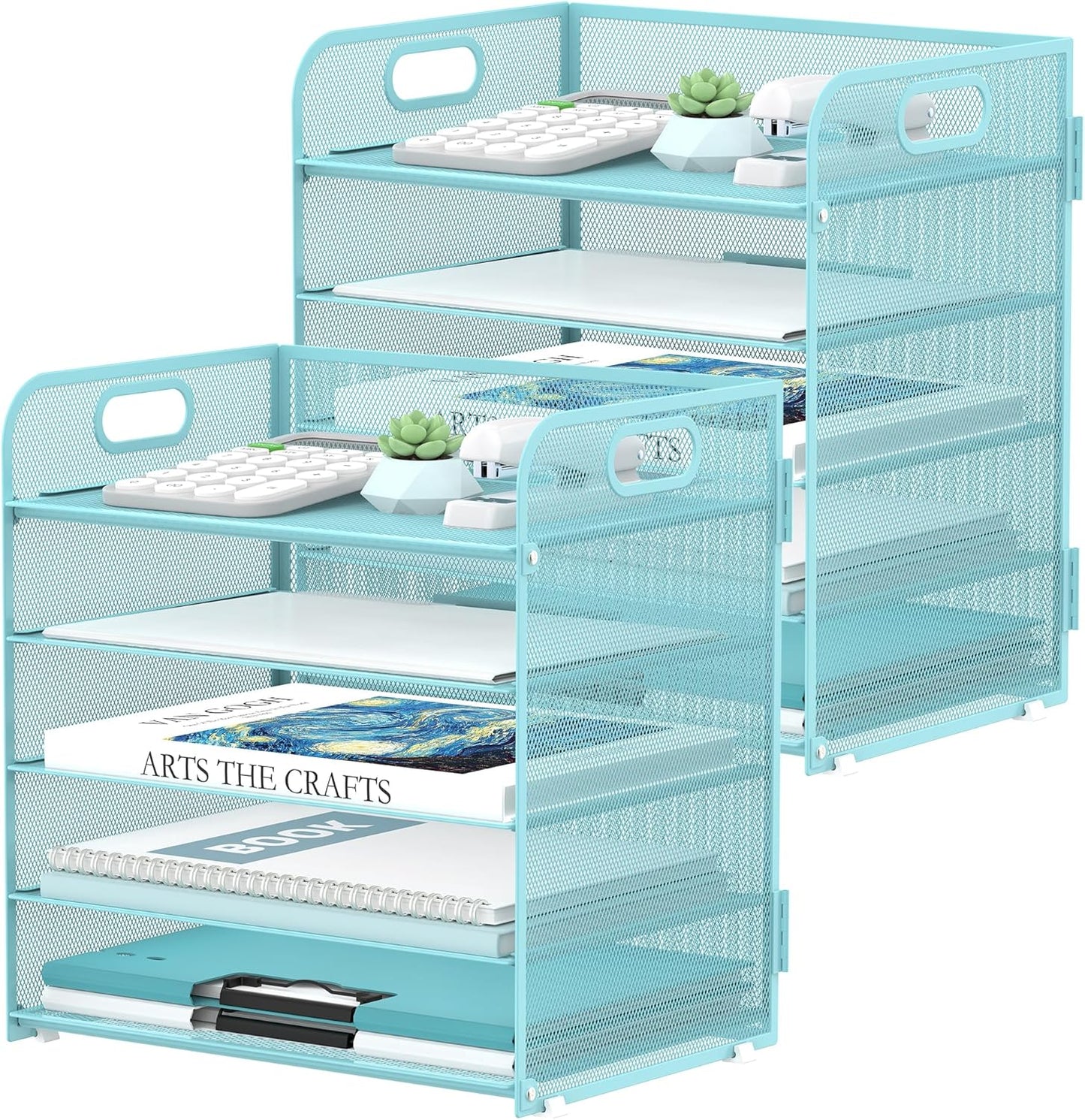 2 Pack 5-Tier Blue Desk Organizer for Office and Home Use