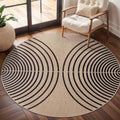 Modern Rainbow Round Rug 4ft Washable Jute Rug - Thin Non Slip