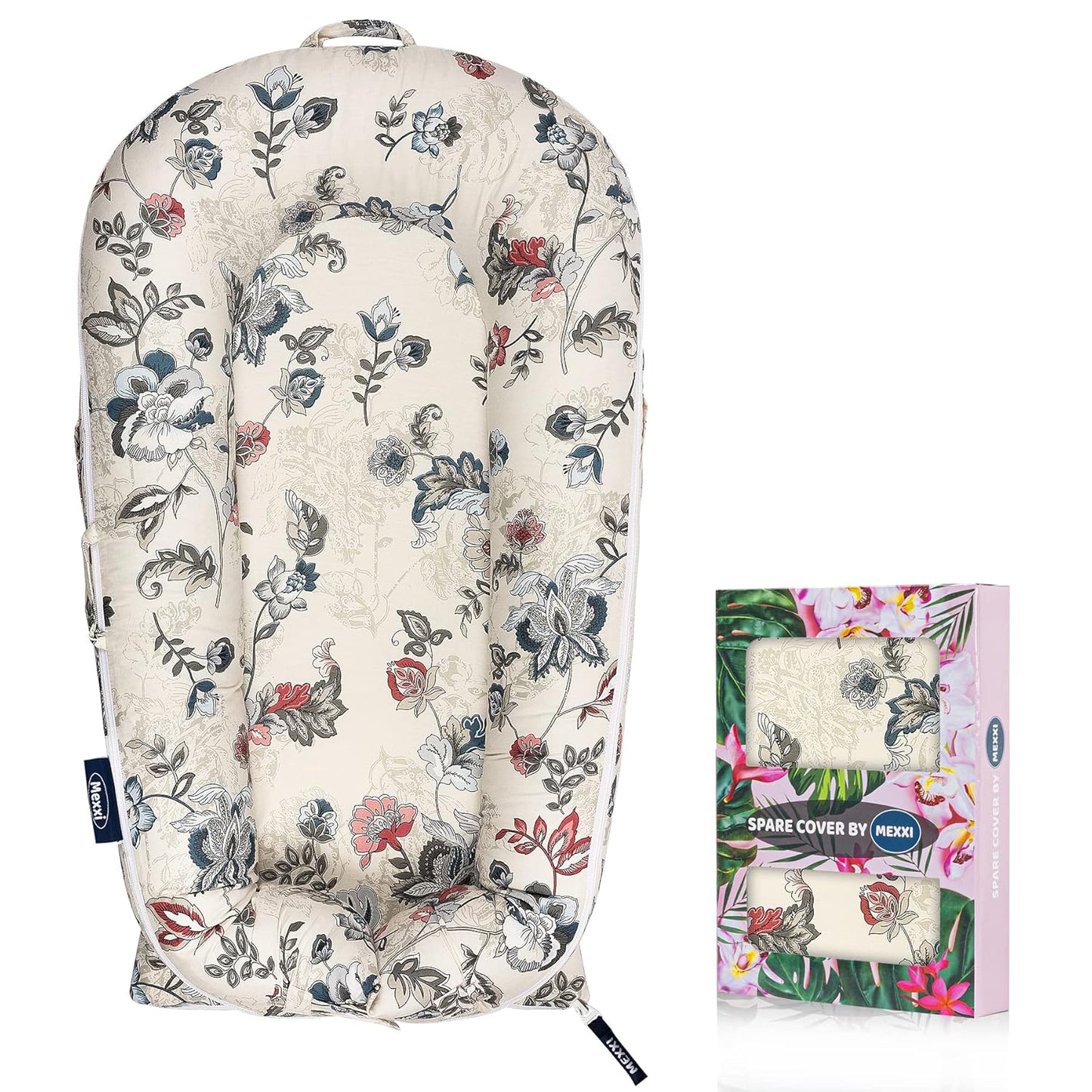 Hypoallergenic Infant Lounger Cover | Premium Quality | Geranium | MEXXI