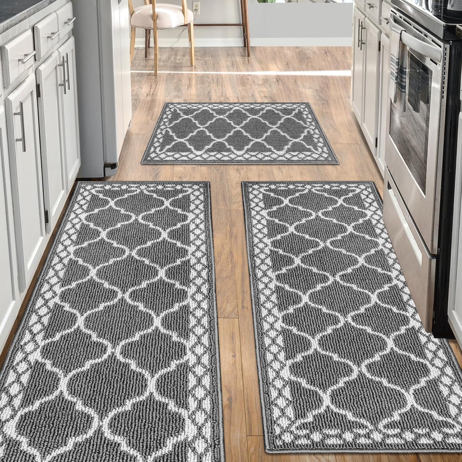 Comfort Kitchen Mats for Floor 3 Piece Set - Non Skid Washable