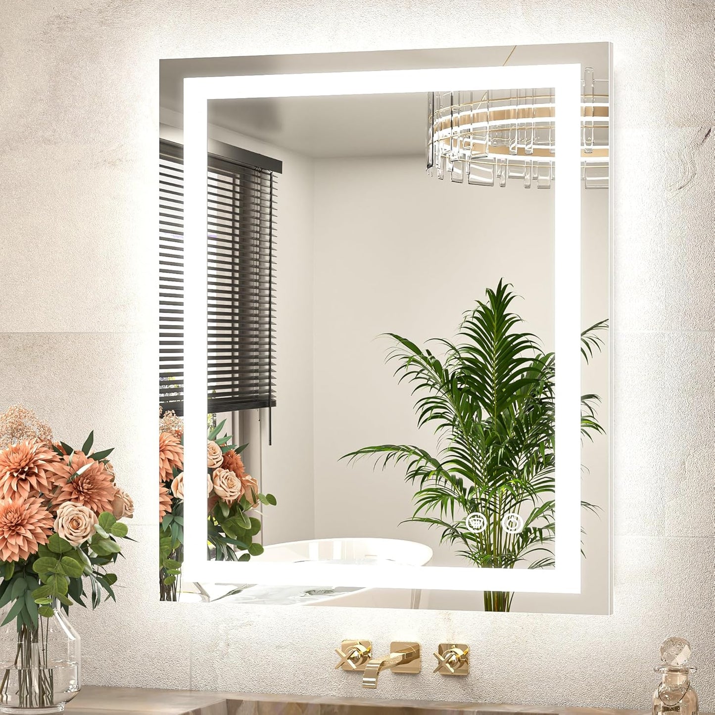 TETOTE LED Bathroom Mirror 24 x 30 Inch with Lights and Anti Fog