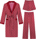Men's 3 Pc Silk Satin Kimono Robe Set - Lightweight Soft Sleepwear
