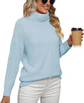 Turtleneck Chunky Oversized Ribbed Knit Tunic Sweater - Cozy Fall High