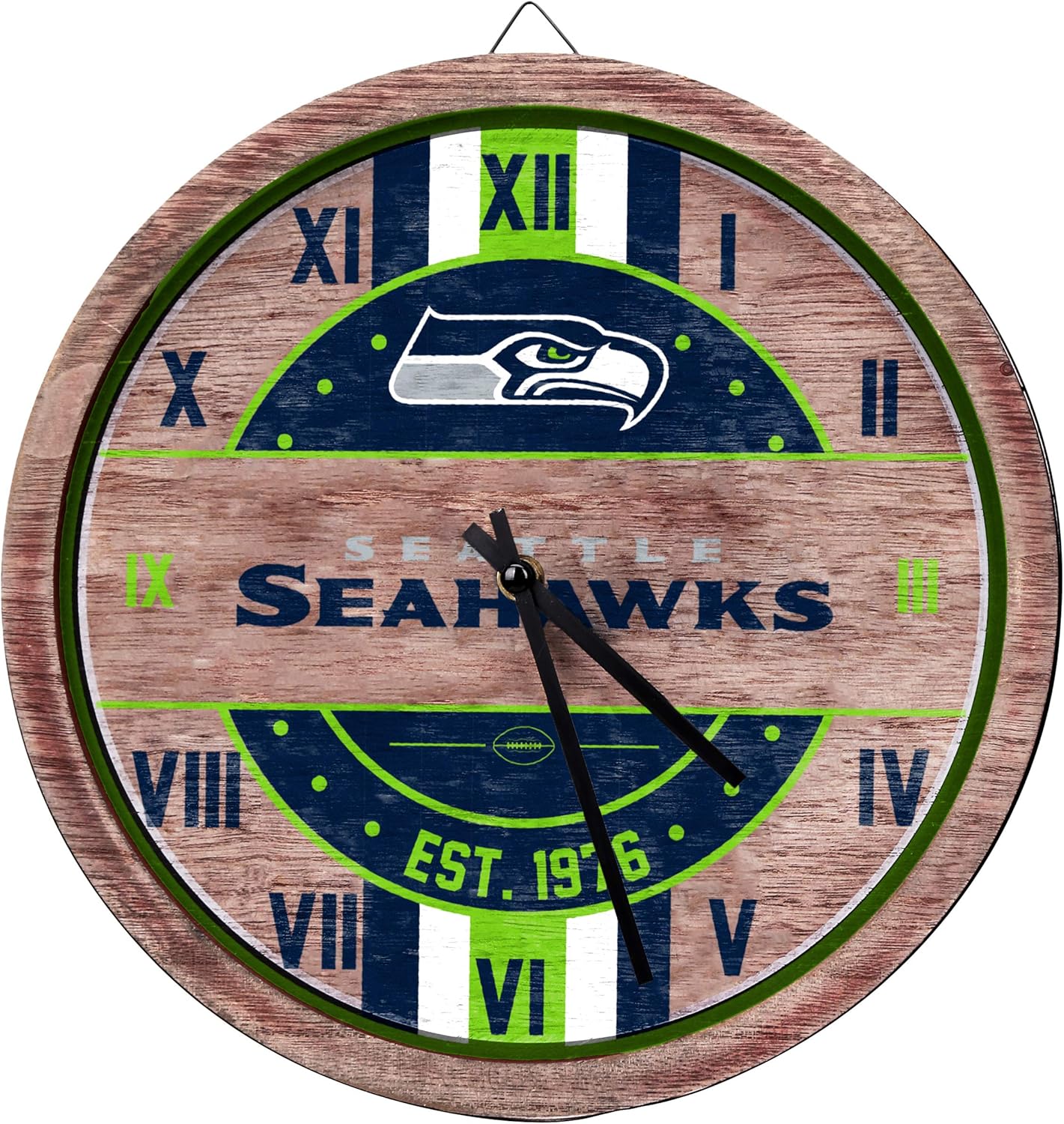 FOCO NFL Unisex-Adult Wooden Barrel Wall Clock for Fans