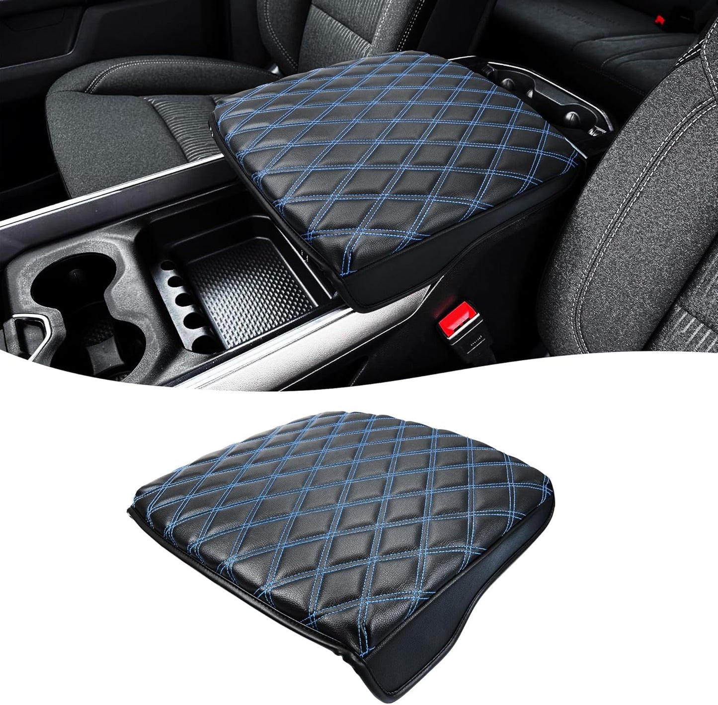 Center Console Cover for Dodge Ram 1500 2019-2025, Black-Blue