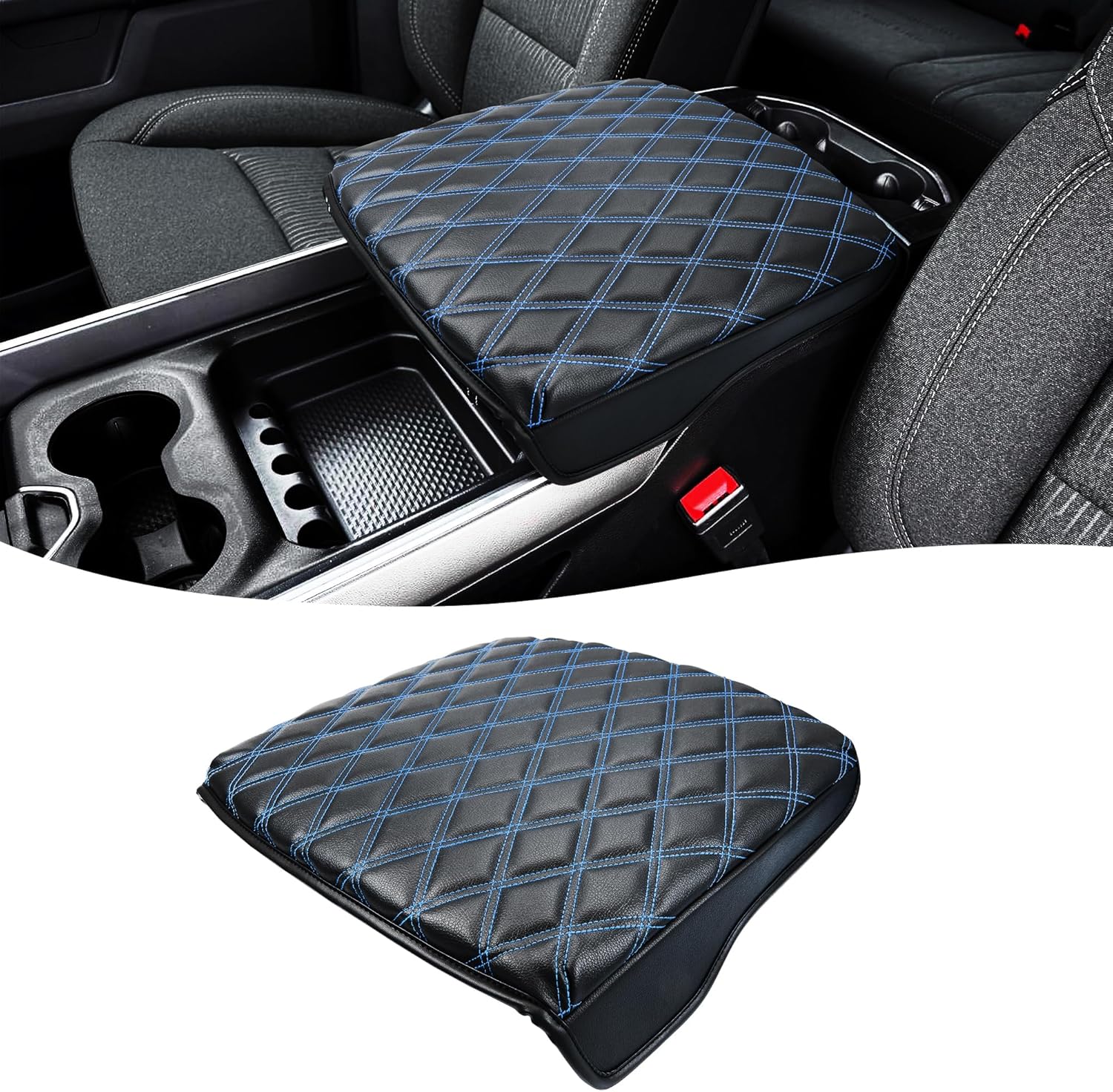 Center Console Cover for Dodge Ram 1500 2019-2025, Black-Blue