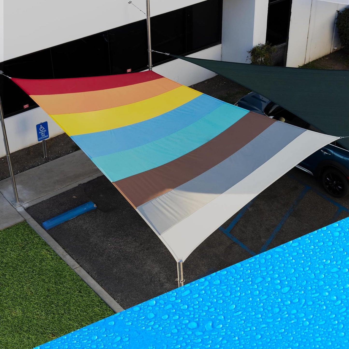 Custom Size Rainbow Sun Shade Sail for Outdoor Patio Canopy
