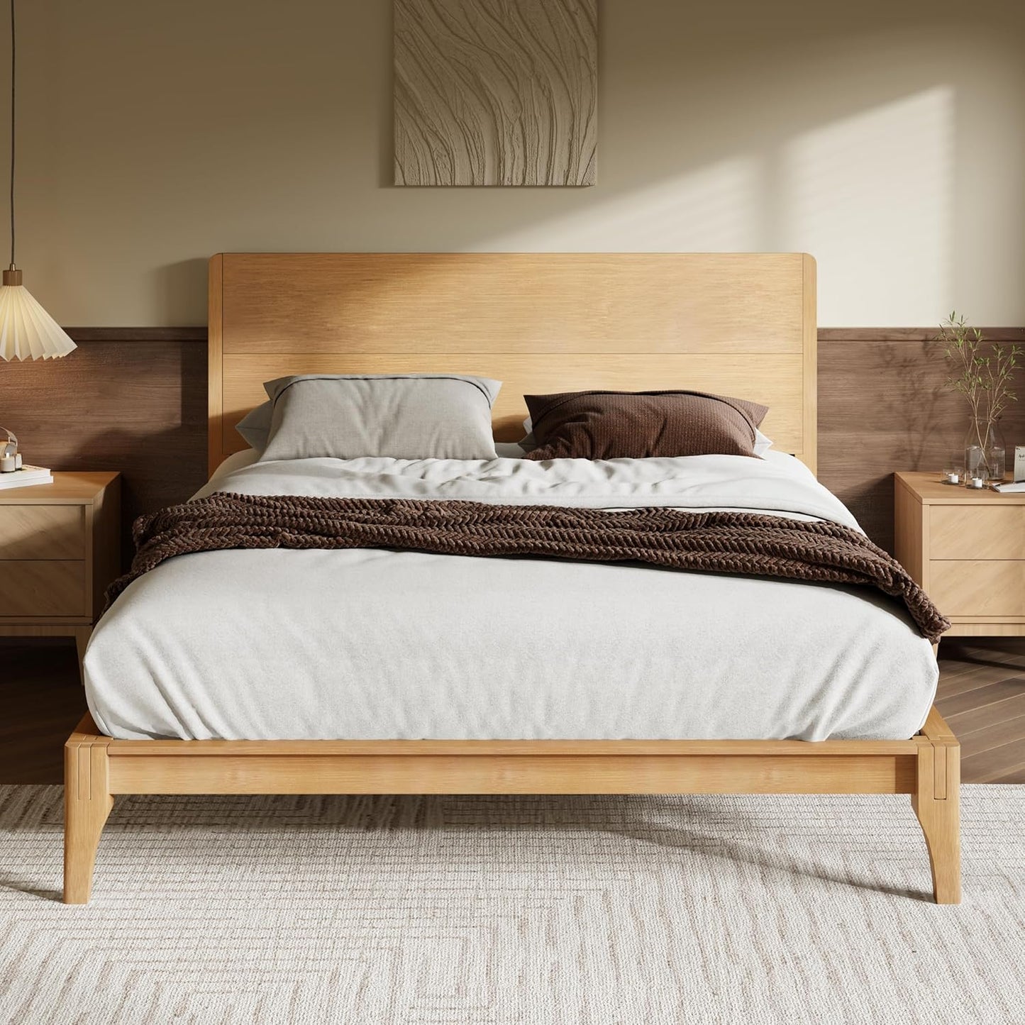 Merax Queen Size Bamboo Platform Bed Frame for Modern Bedrooms