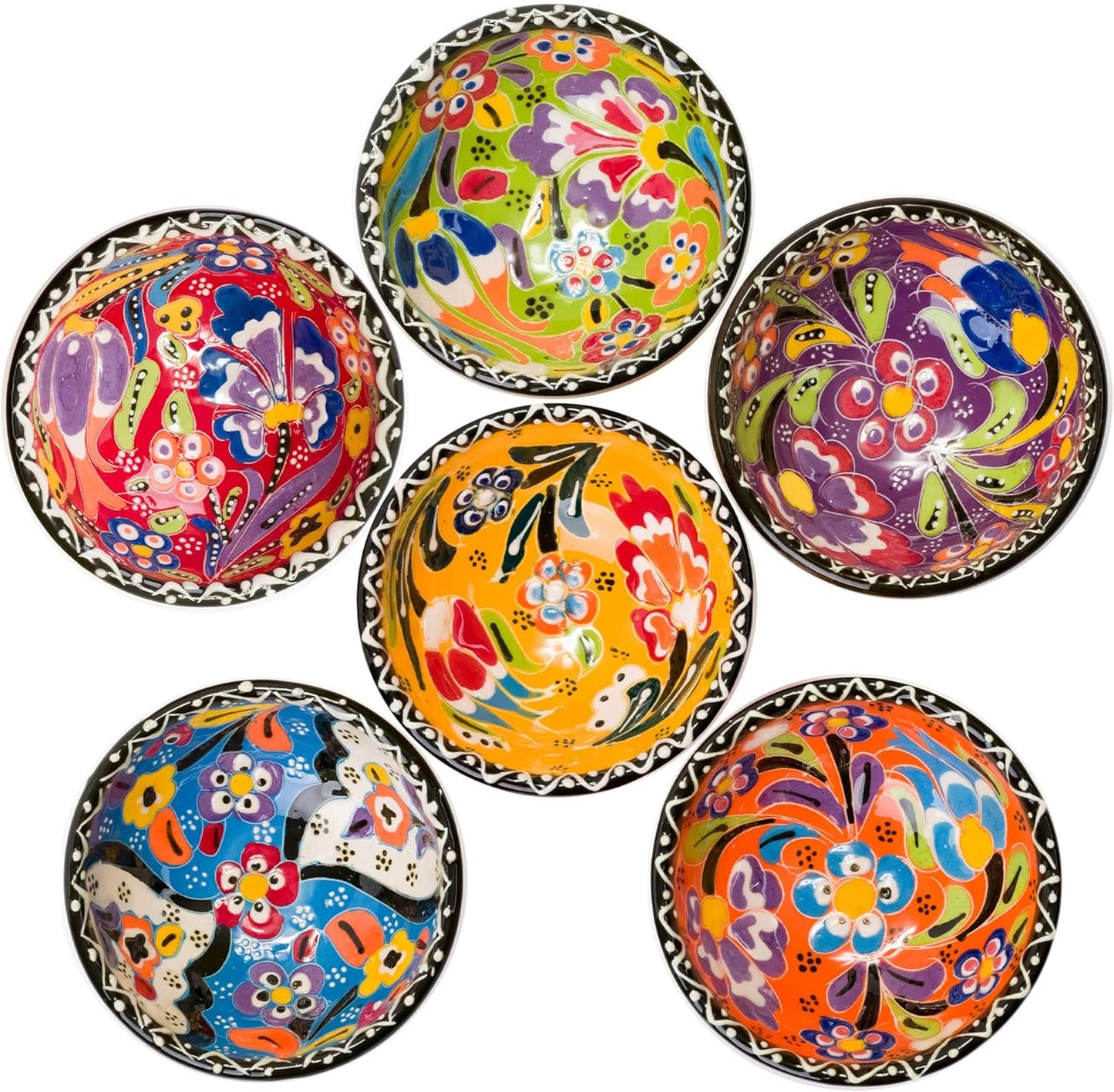 BCS Ceramic Pinch Bowls Set of 6 - Perfect for Dipping Sauces