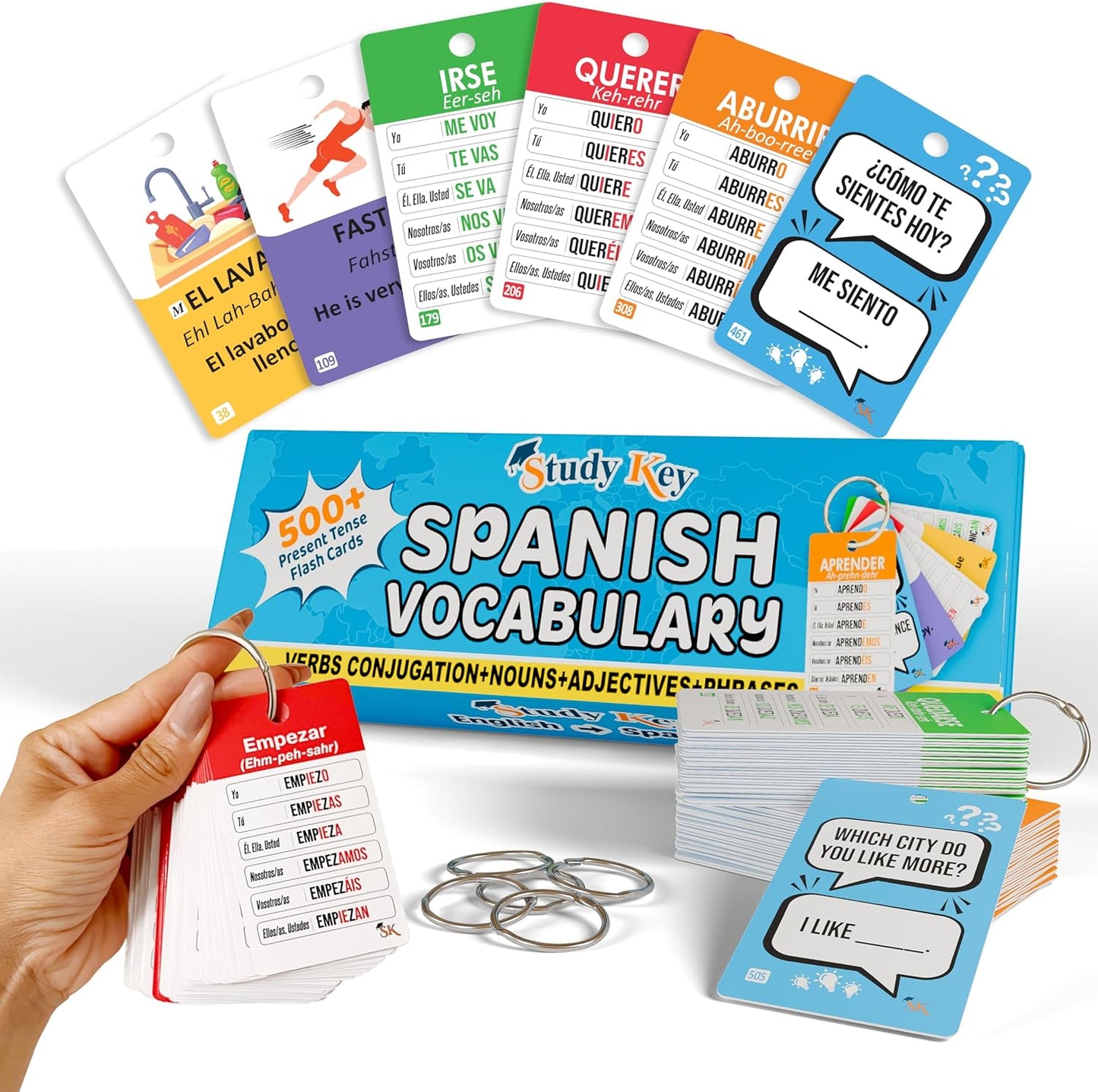 500+ Spanish Vocabulary Flash Cards for Adults & Kids Ages 15