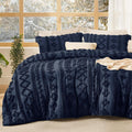 Bedsure Tufted Boho Comforter Set Twin Size - Navy Boho Bed Set