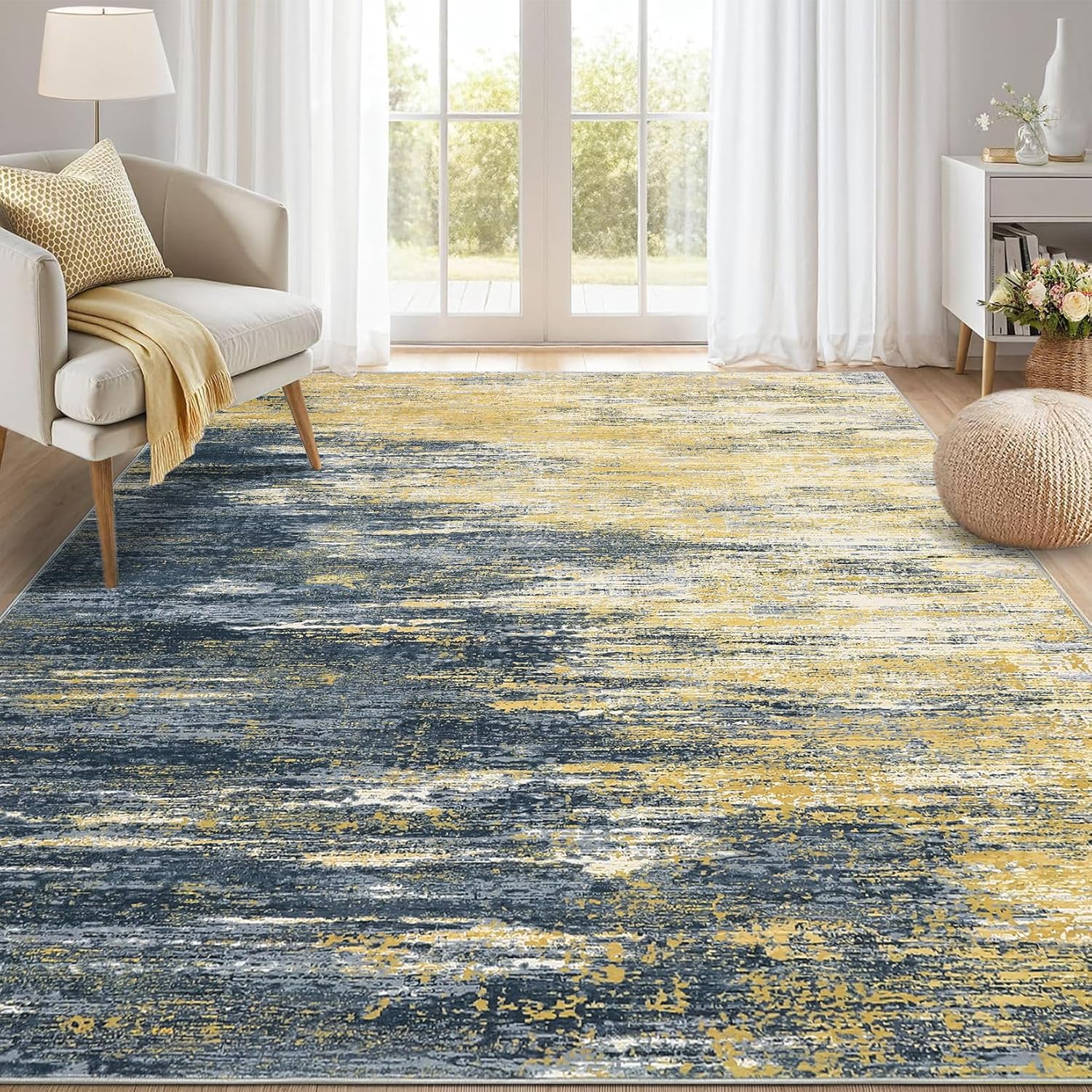 Modern Abstract Living Room Rug 8x10 for Cozy Home Decor