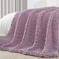 Chunky Knit Throw Blanket 50 in x 60 in - Cozy Handcrafted Throw