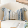 Decorative Lumbar Throw Pillow Cover 14x24 Boho Coastal Blue