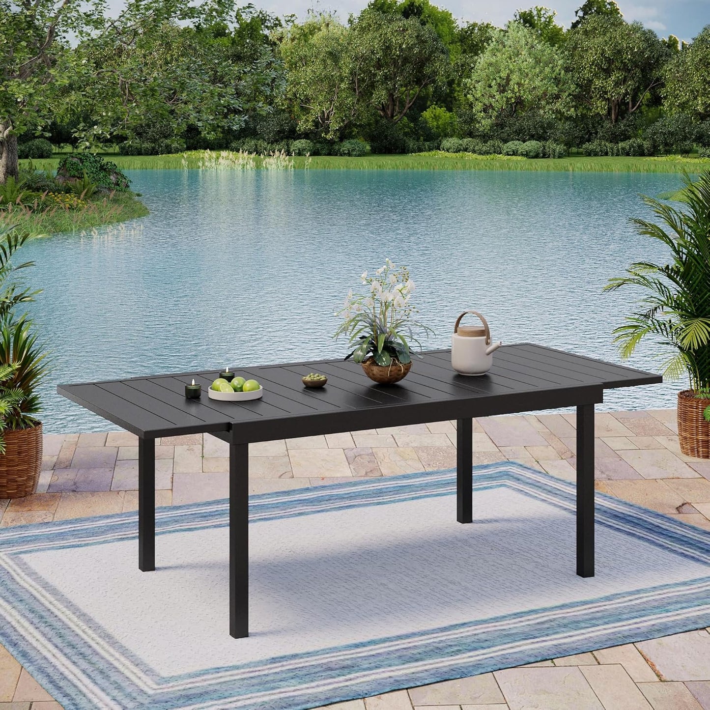 Expandable Outdoor Patio Dining Table for 6-8 People