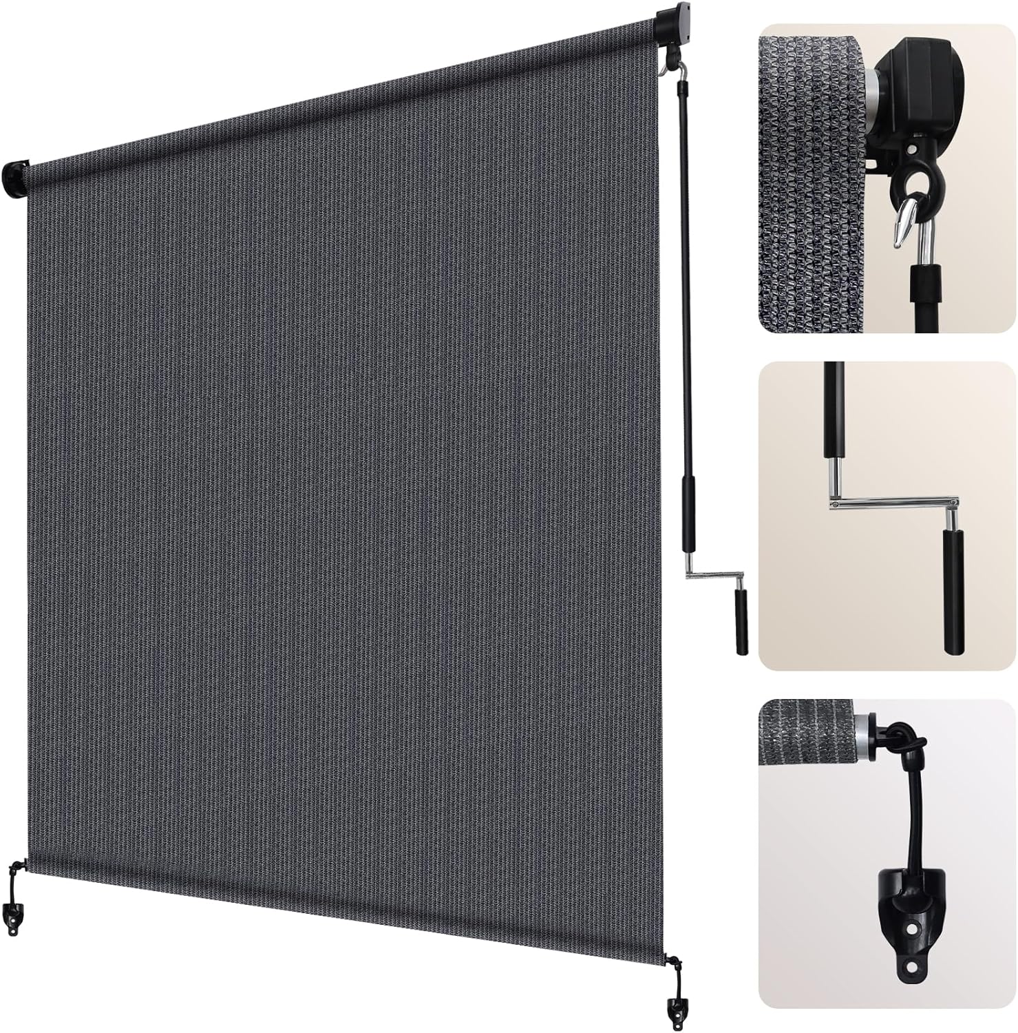 Artpuch Outdoor Roller Shade for Patios - Blue Gray 5ft W x 8ft H