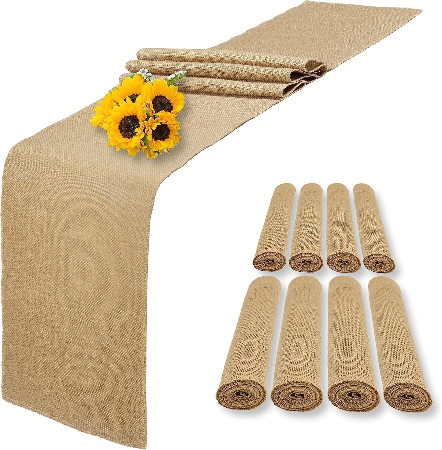 Natural Burlap Table Runners for Rustic Wedding and Party Decor