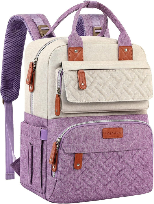 Large Unisex Diaper Bag Backpack for Boys and Girls in Purple