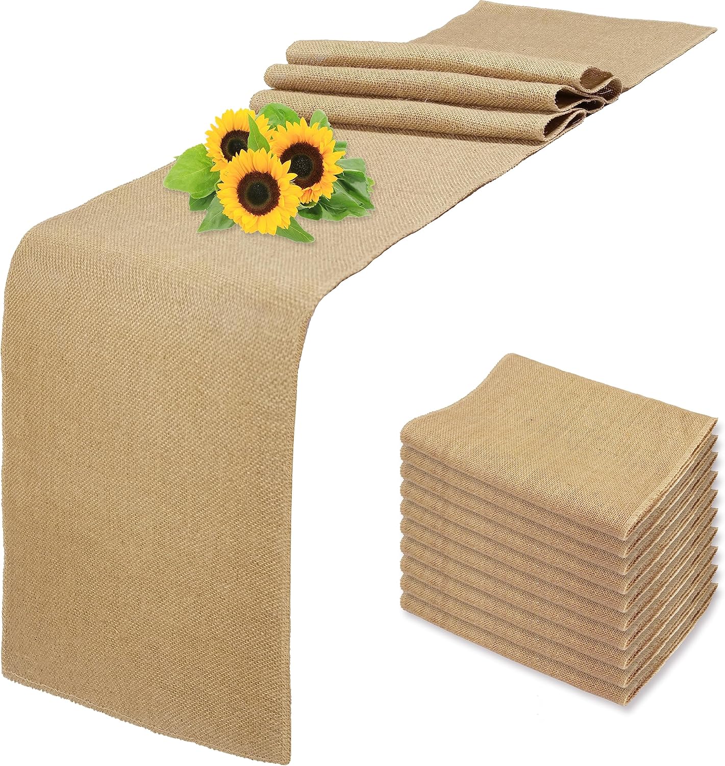 10 Pack Natural Burlap Table Runners for Rustic Decor Needs