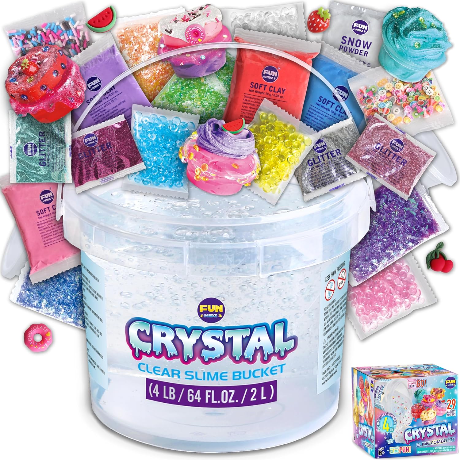 4 LB Huge Glassy Clear Slime Bucket Toy for Kids - FunKidz