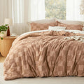 Queen Size Comforter Set Taupe Boho Tufted Bed Set - Soft, Breathable