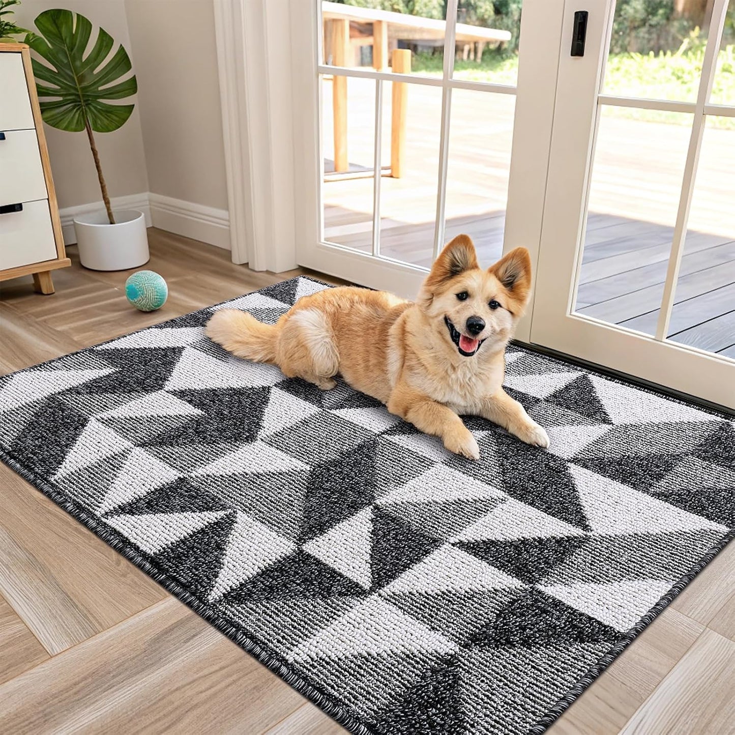 OLANLY Large Indoor Door Mat 48x32, Stylish Geometric Design