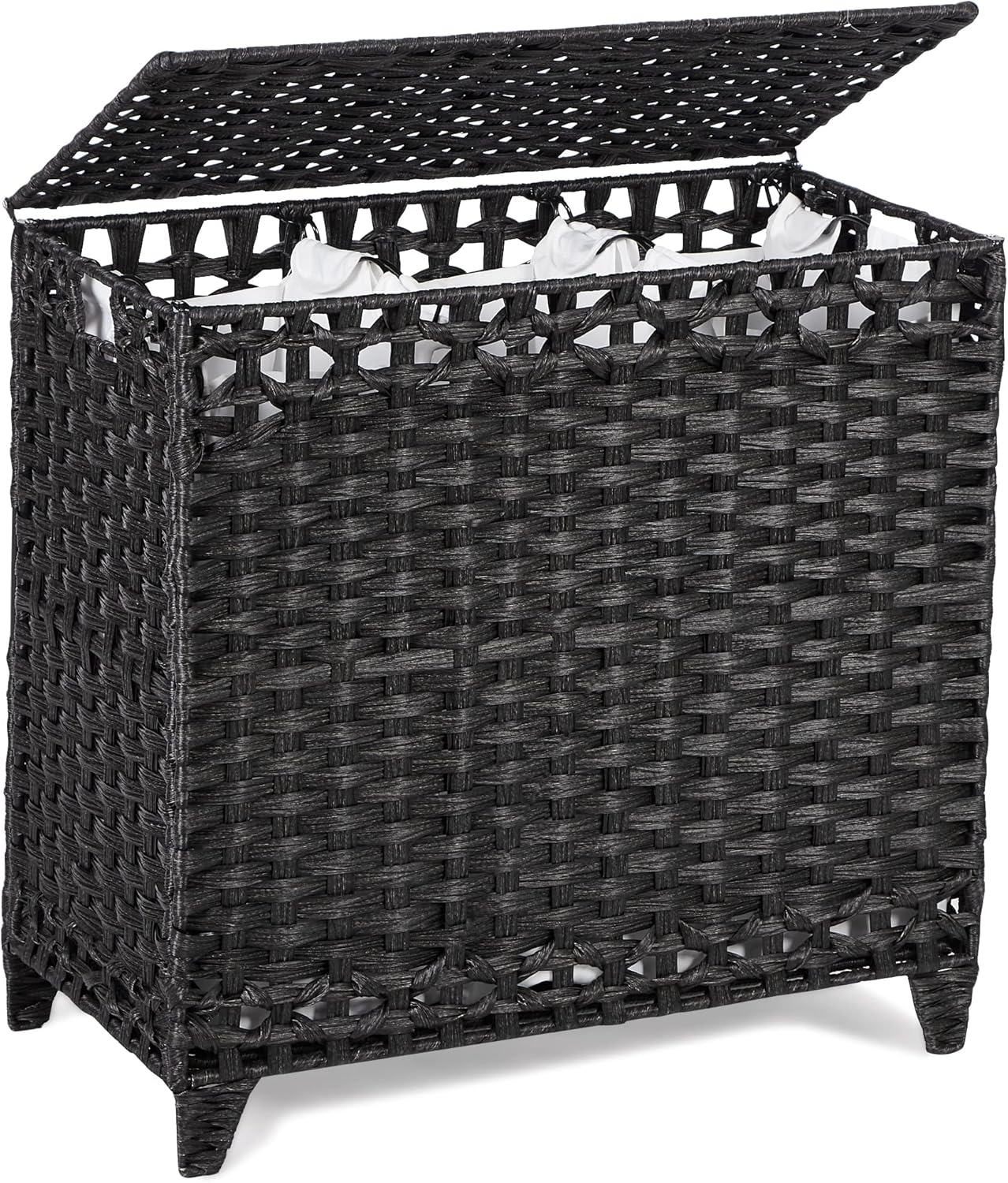 Laundry Hamper with 3 Removable Liner Bags for Easy Sorting