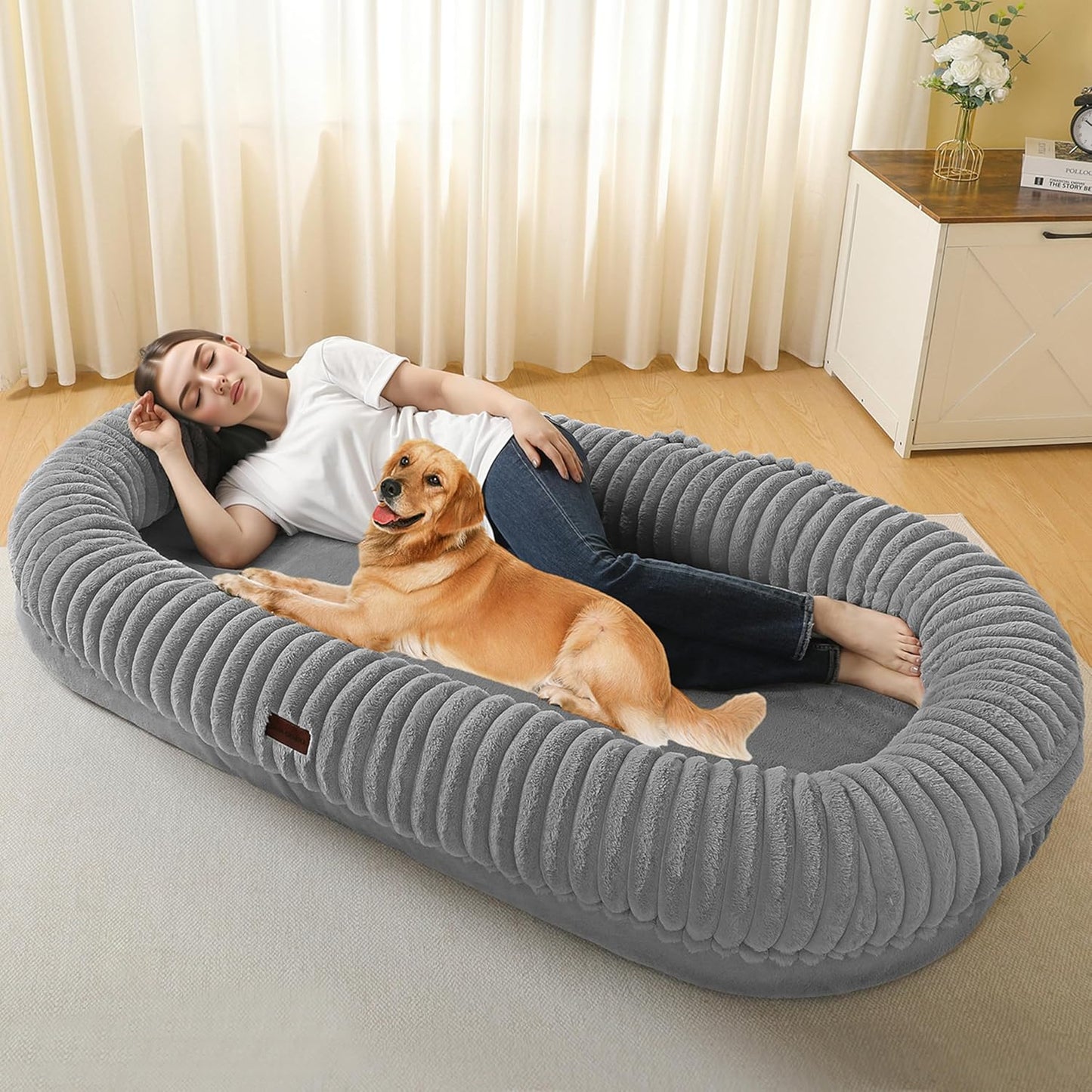 Human Dog Bed for Adult with Gel Infused Memory Foam Comfort