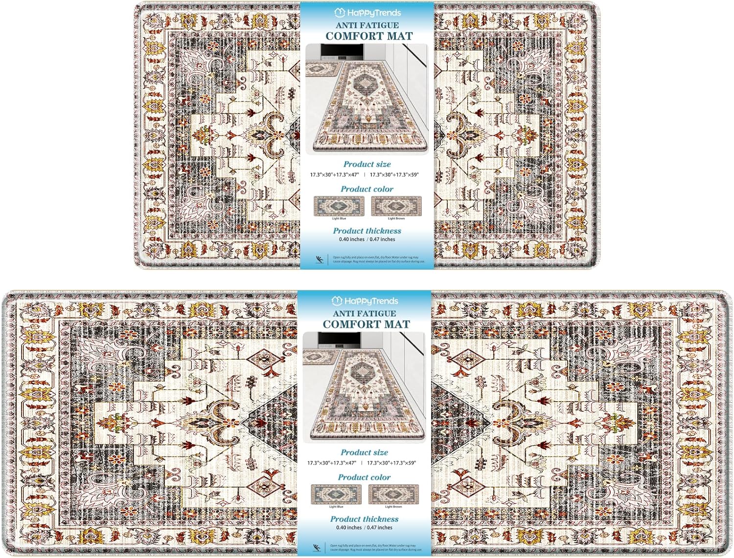 HappyTrends Boho Kitchen Mat Set for Comfort and Style