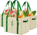 Green Bulldog Reusable Grocery Bags - Heavy Duty Foldable 3 Pack