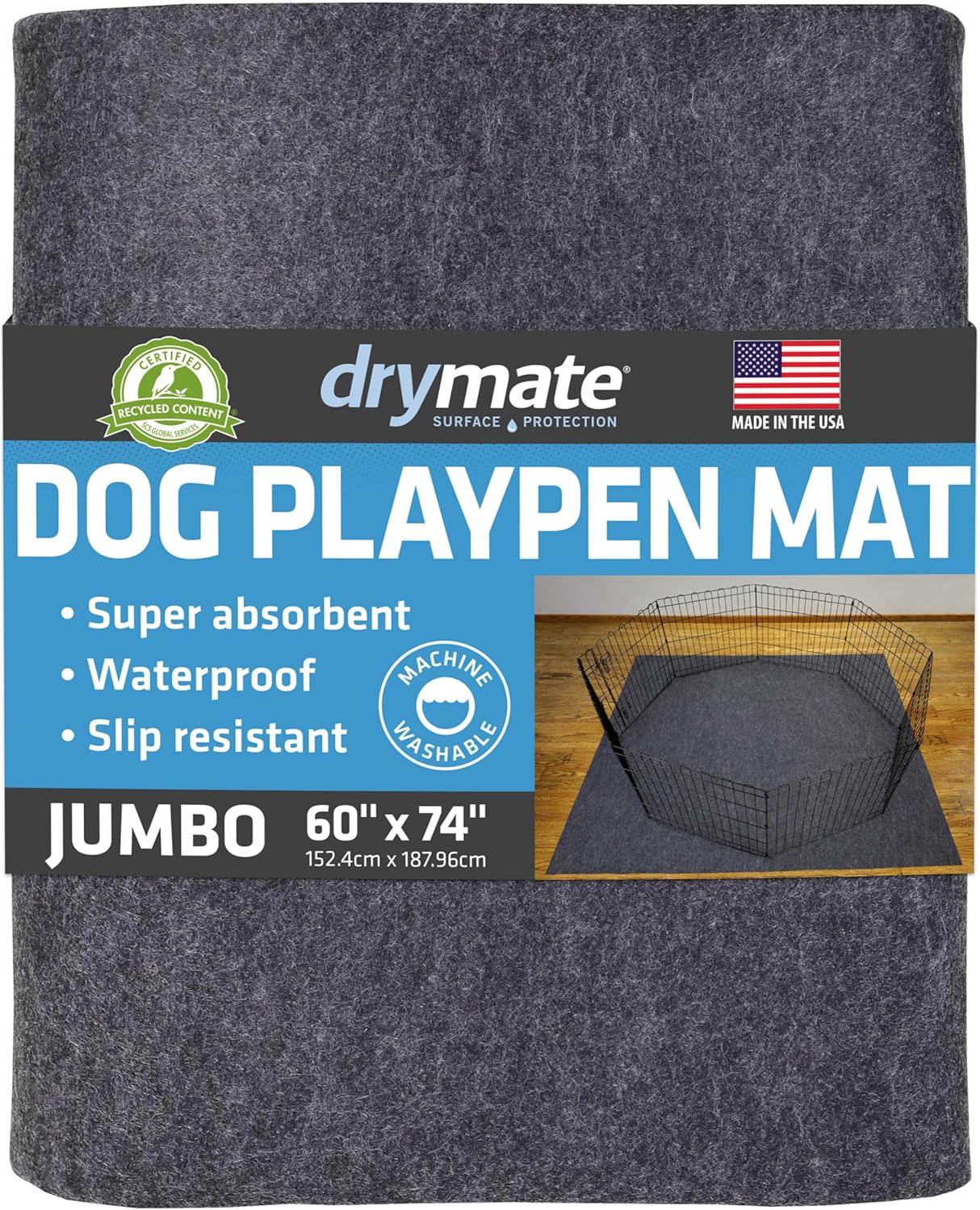 Drymate Jumbo Dog Playpen Mat - Super Absorbent & Waterproof