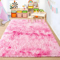 Soft Fluffy Area Rug 4x6 ft Tie-Dyed Pink - Plush Shaggy Comfort