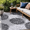 Floral Indoor Outdoor Rug 8x10 Gray - Washable, Stain Resistant